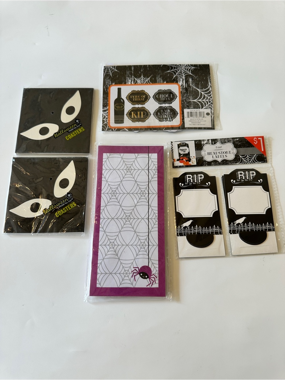 Target Halloween Party Labels & Coasters Set & Pad of Paper- Black & Purple